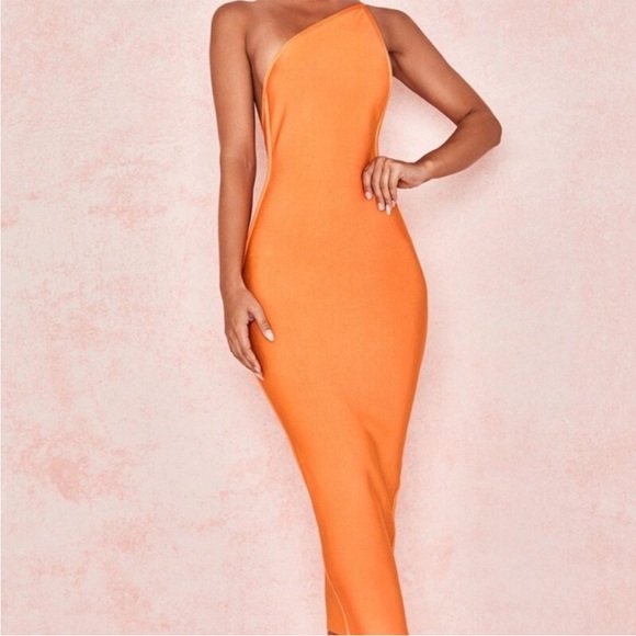 HOUSE OF CB 'Sasha' Orange One Shoulder Bandage Dress NWOT - Picture 5 of 12
